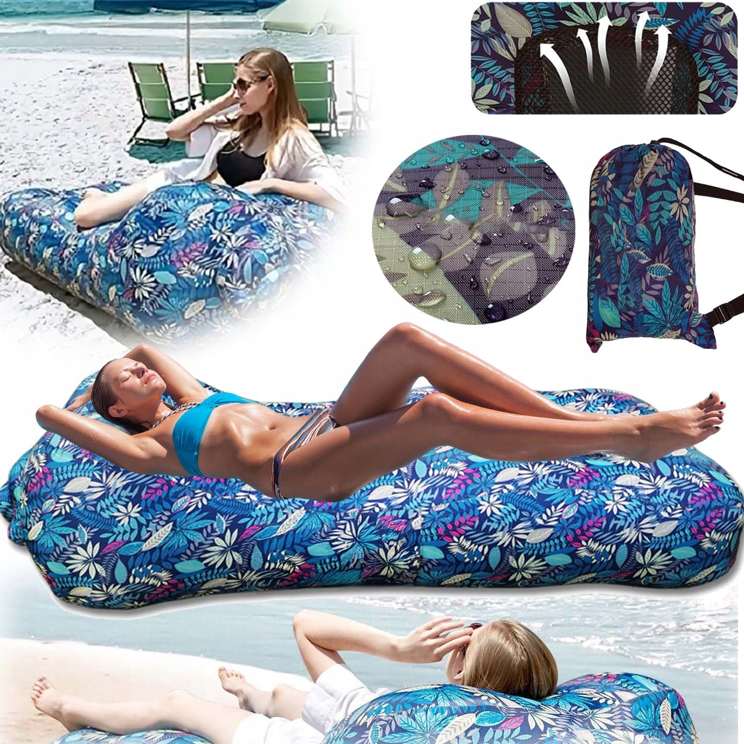 Materac Dmuchany Lazy Bag Leżak Na Plażę Air Sofa Z Torba Przechowywania