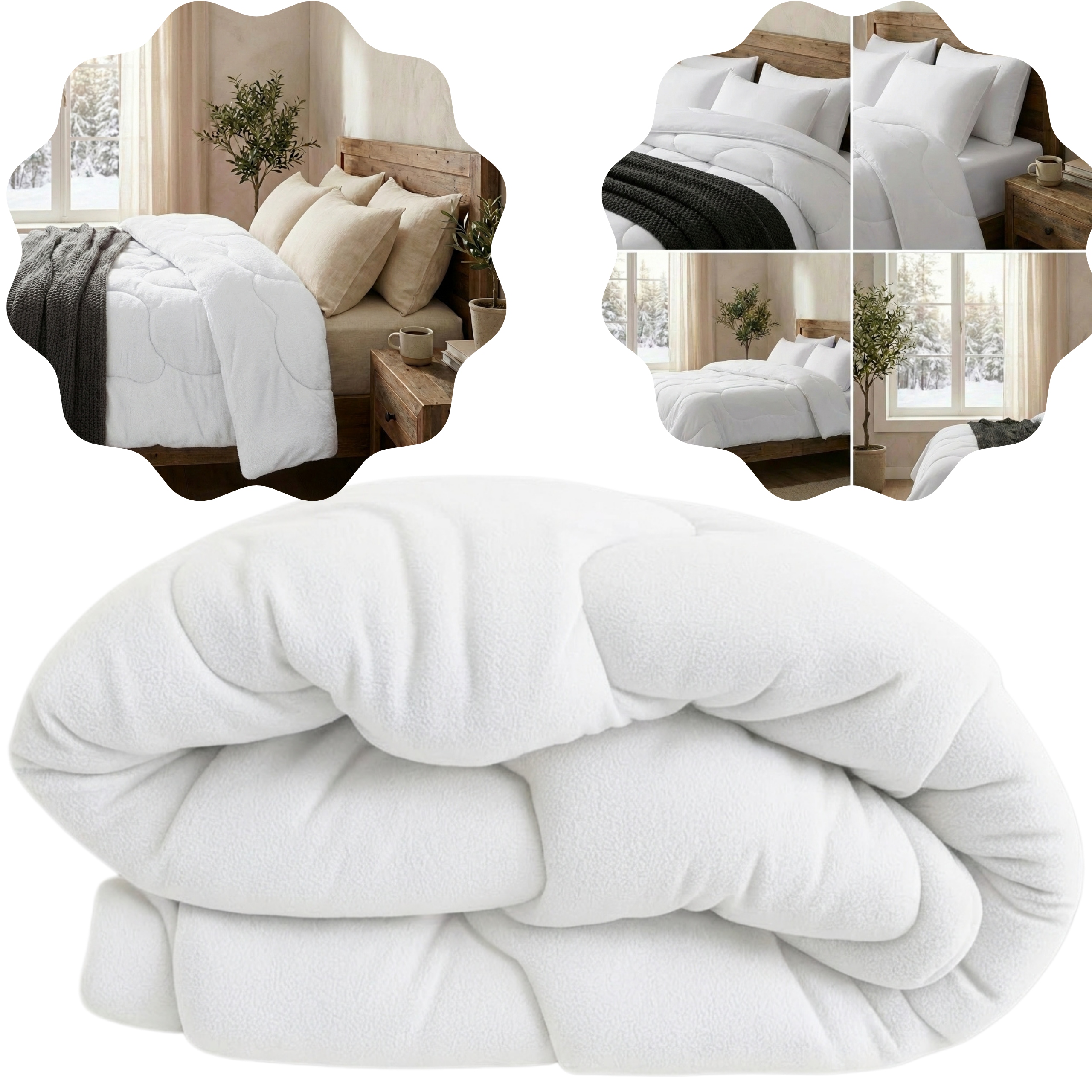 Zimní Přikrývka 200x200 cm Fleecová Bílá Antialergická Celoroční