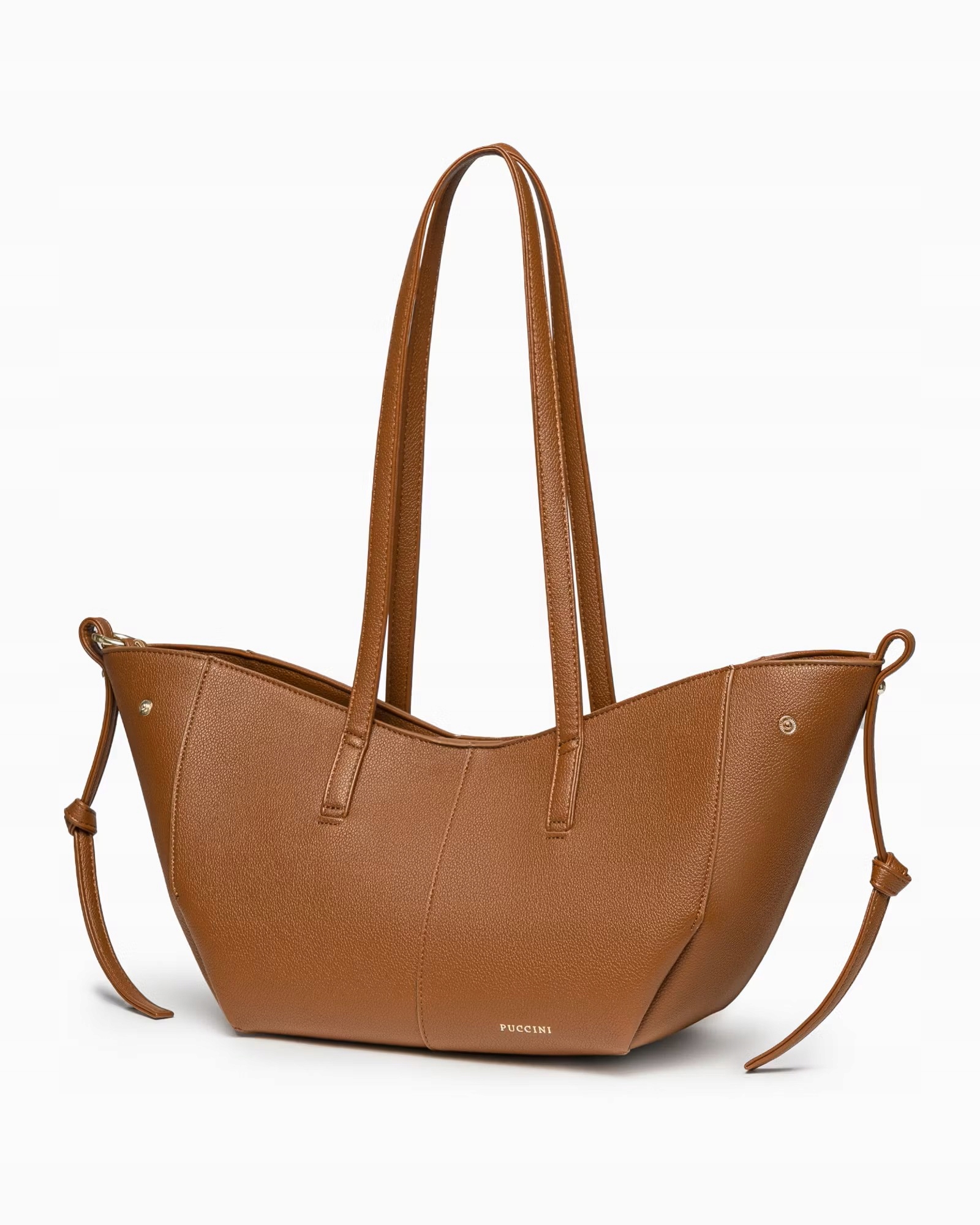Brązowa shopperka ze skóry ekologicznej Puccini BK1251004D-2 z saszetką