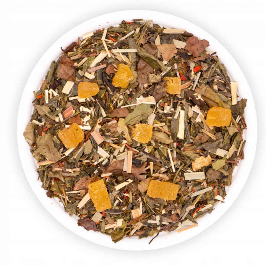 Levně Čaj Zelený Bílý Ananas Tráva Cytirová Santalová Etna Teaverso 500 G