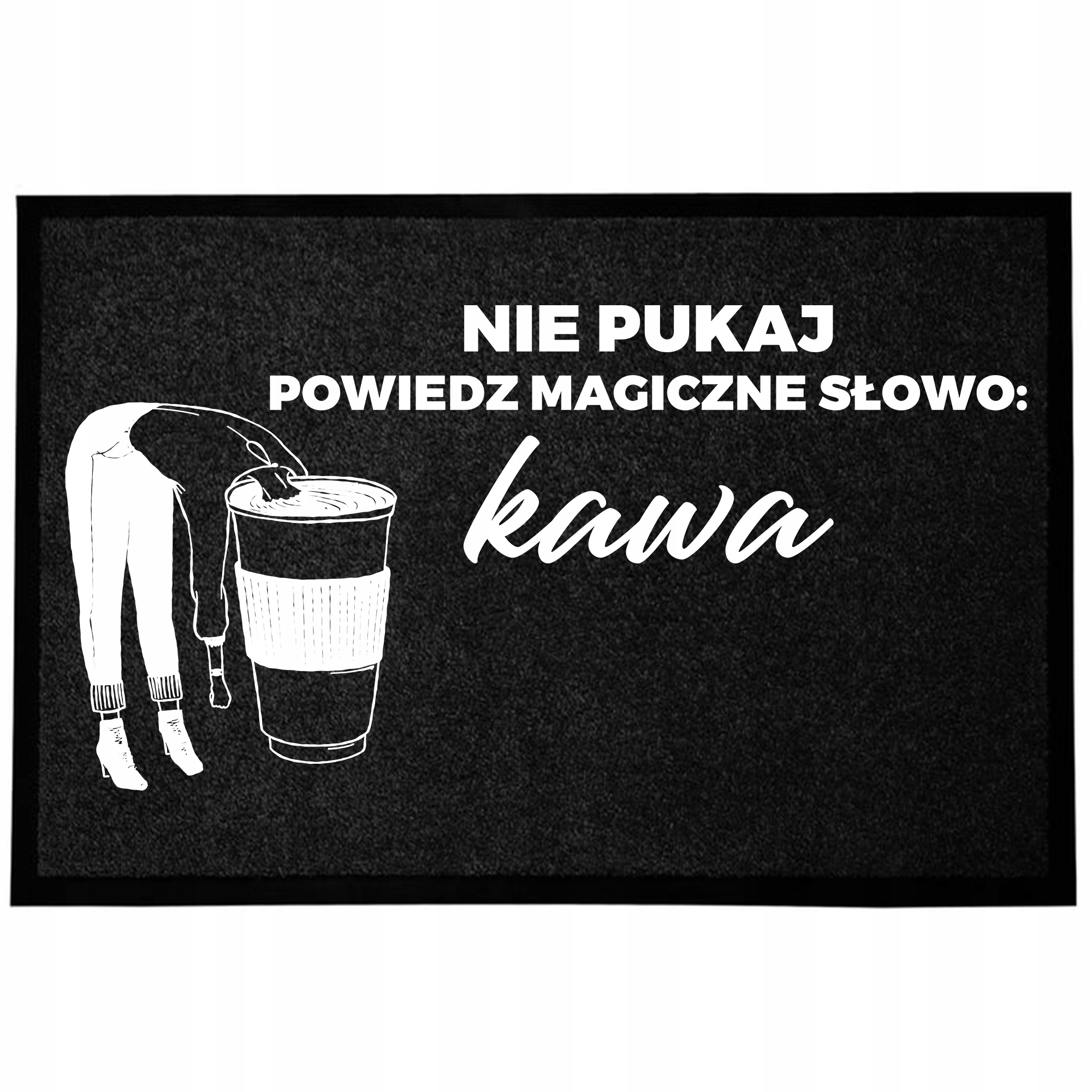 Wycieraczka Wejściowa Antypoślizgowa Czarna Zabawna 40X60CM Nadruk
