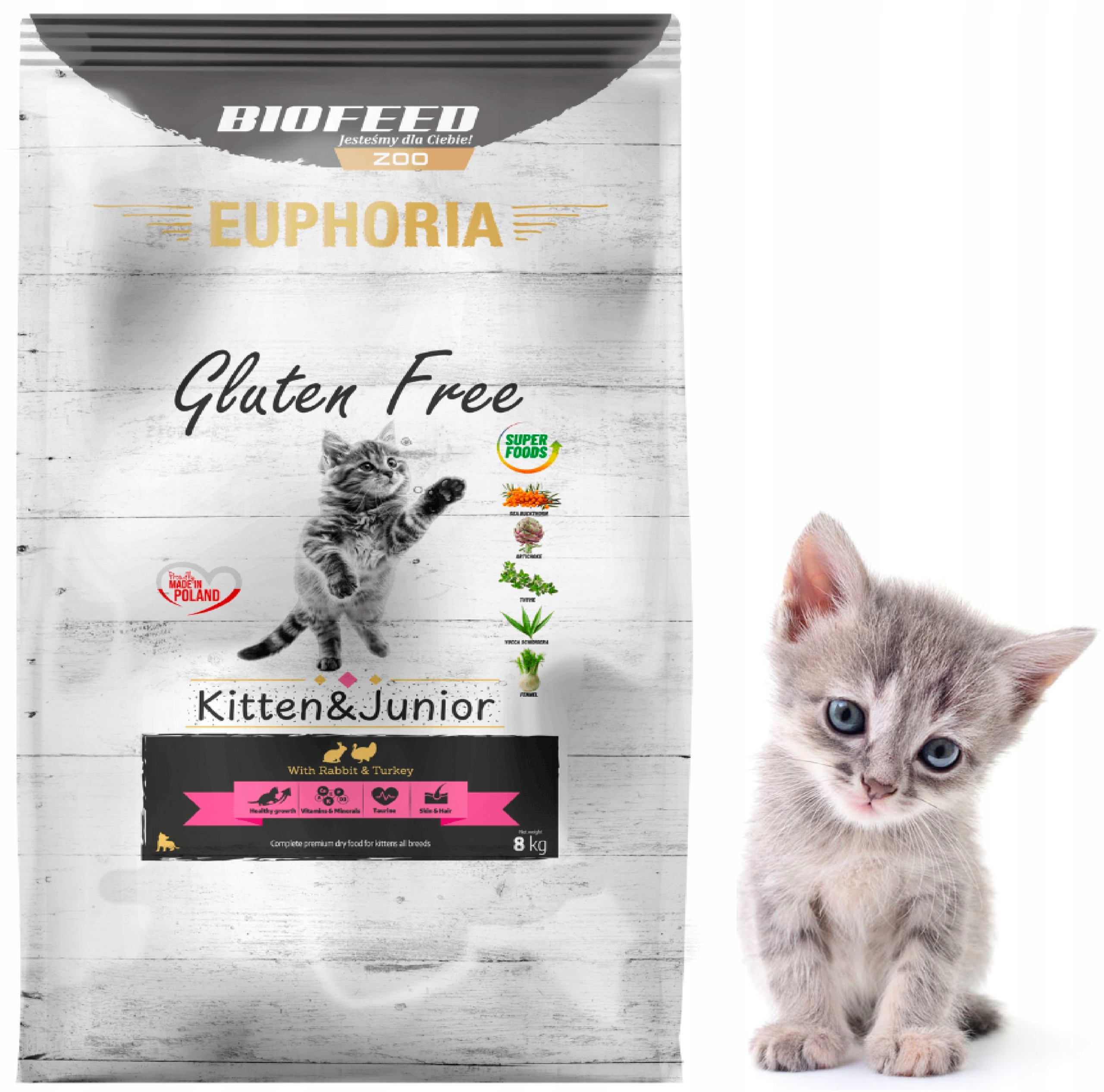Karma Dla Kociąt Euphoria Gluten Free Cat Kitten & Junior Królik 8kg
