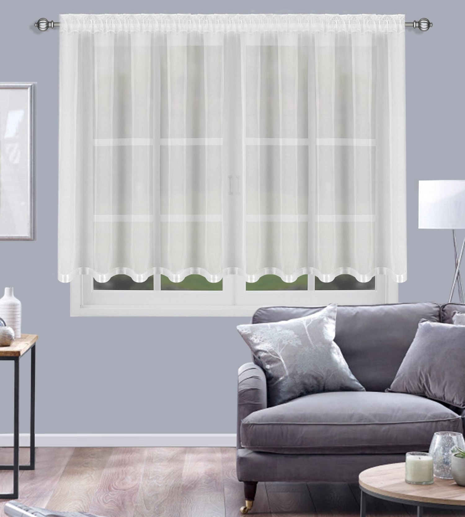 FIRANA Z LAMÓWKA 150x400 BIAŁA WOAL PROSTA FIRANY Wzór gładki