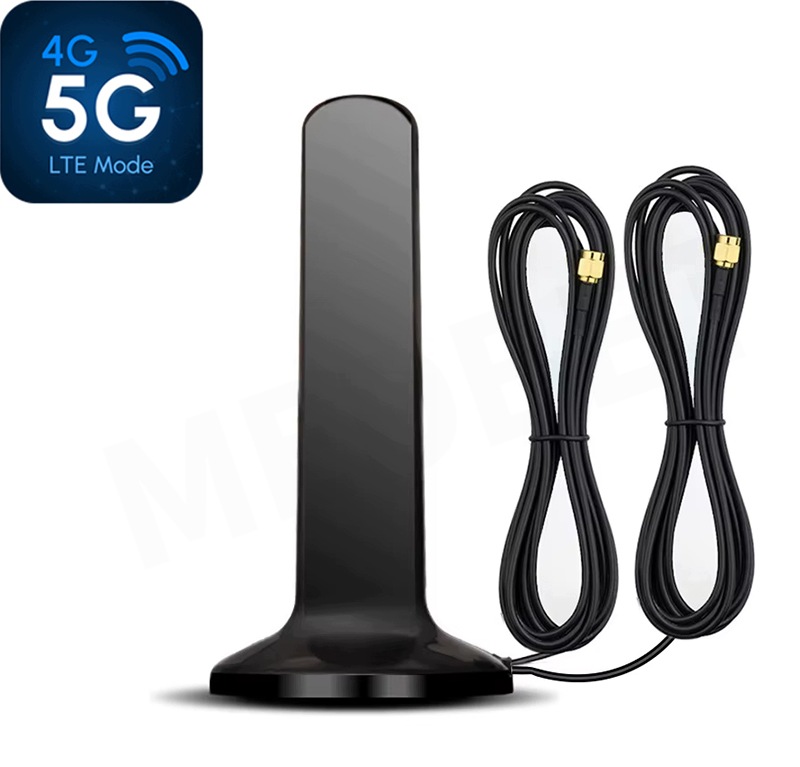 Mocna Antena Gsm WiFi Lte 3G 4G 5G 18 dBi 2x Wtyk Sma Zewnętrzna Z Magnesem