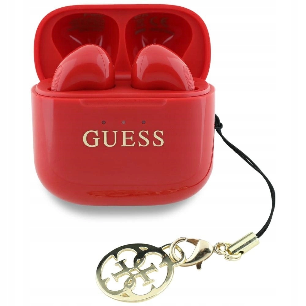 Sluchátka Tws Guess Glossy Effect Printed Classic Logo & Charm – červená