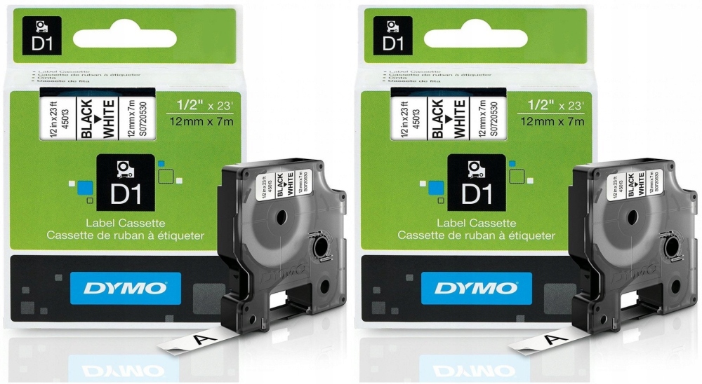 

Dymo Taśma D1 45013 oryginal 12mm czarny/biały x2