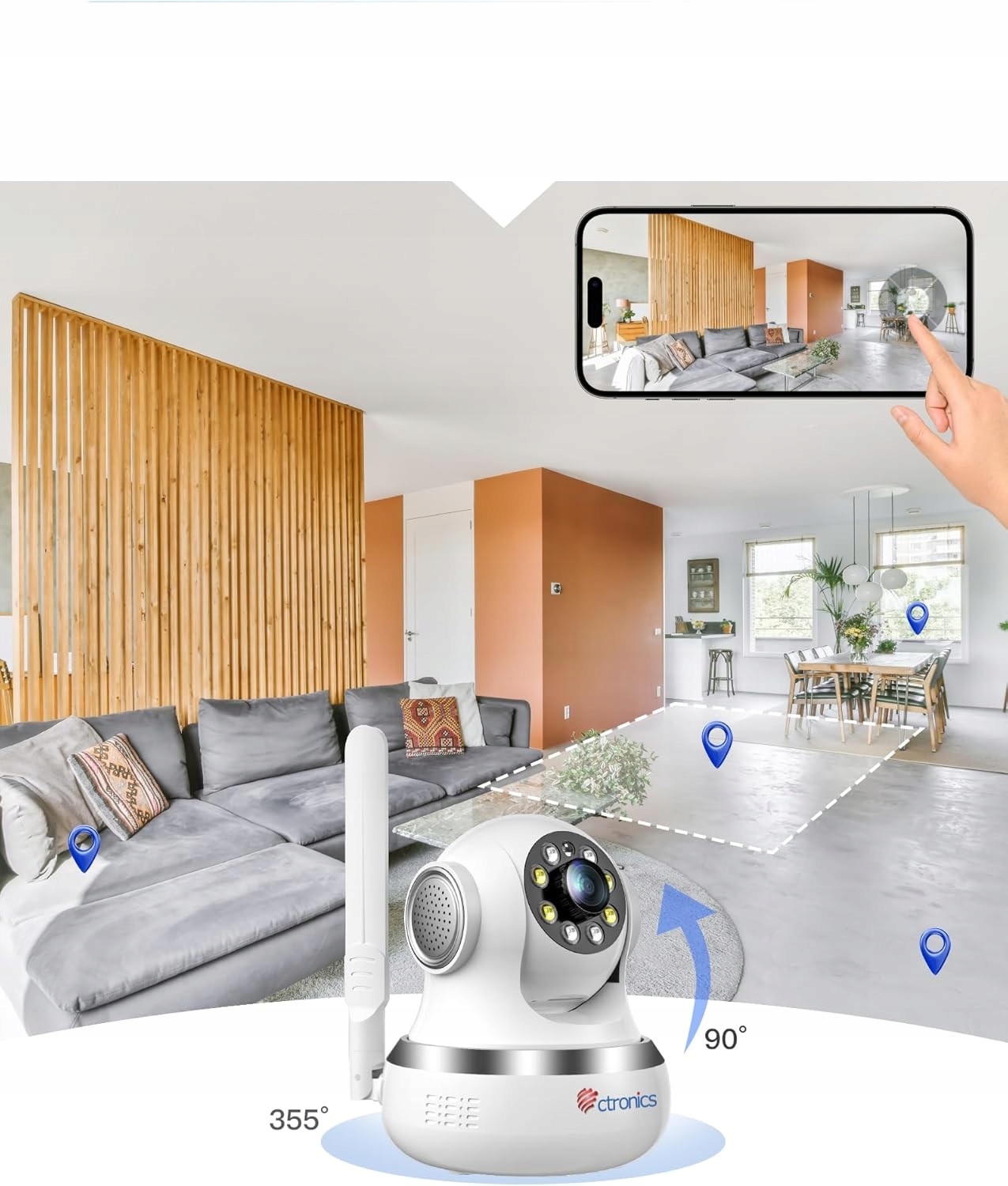 CTRONICS 4G LTE Kamera Wewnętrzna 360 PTZ Detekcja Ruchu SIM — miniatura 9