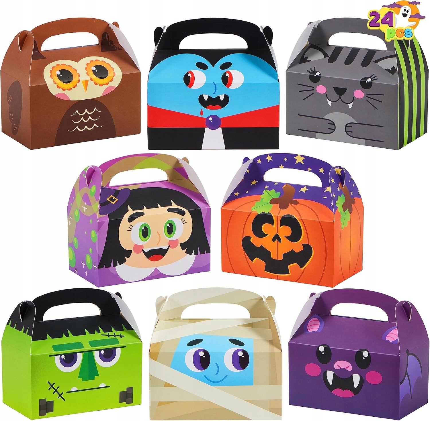 24 ks halloweenských krabička na bonbóny, bonbóny nebo psíky, krabičky