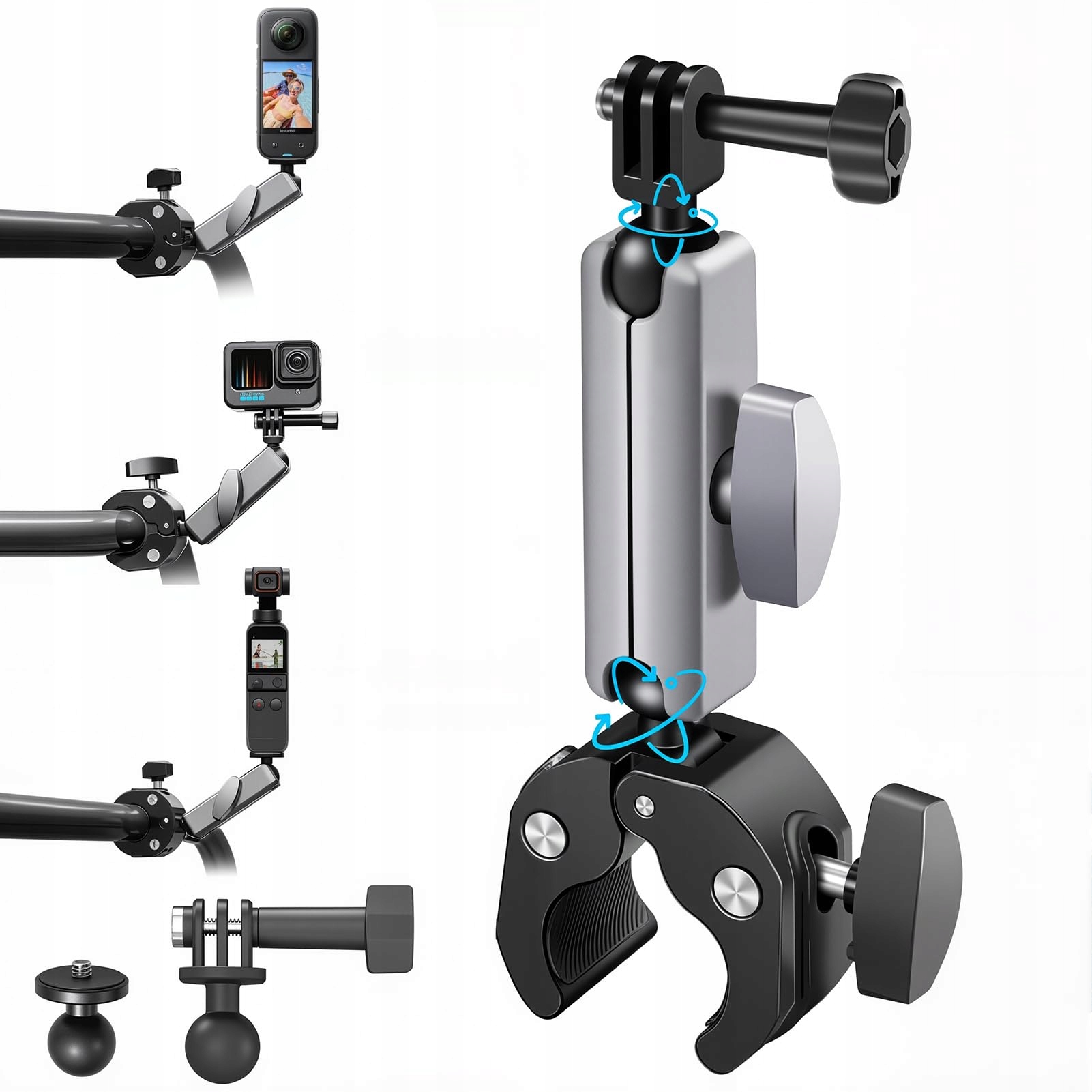 SCIFIVISI Aluminiowy Uchwyt Rowerowy Motocyklowy Do Kamer GoPro Insta 360 — miniatura 8