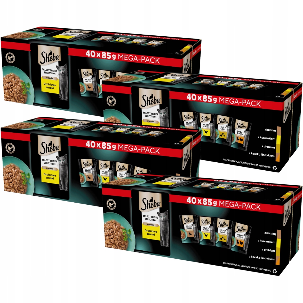 Levně Sheba Delicacy Drůbeží příchutě Vlhké krmivo pro kočky 85 g x 40 kusů x 4 ks