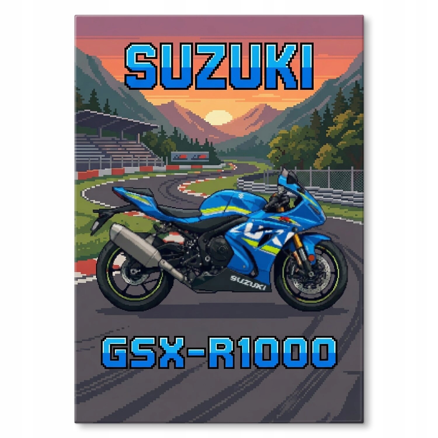 Kovový plakát Suzuki GSX-R1000 Retro Pixel Szyld Plech 42 x 59,4 cm Pre