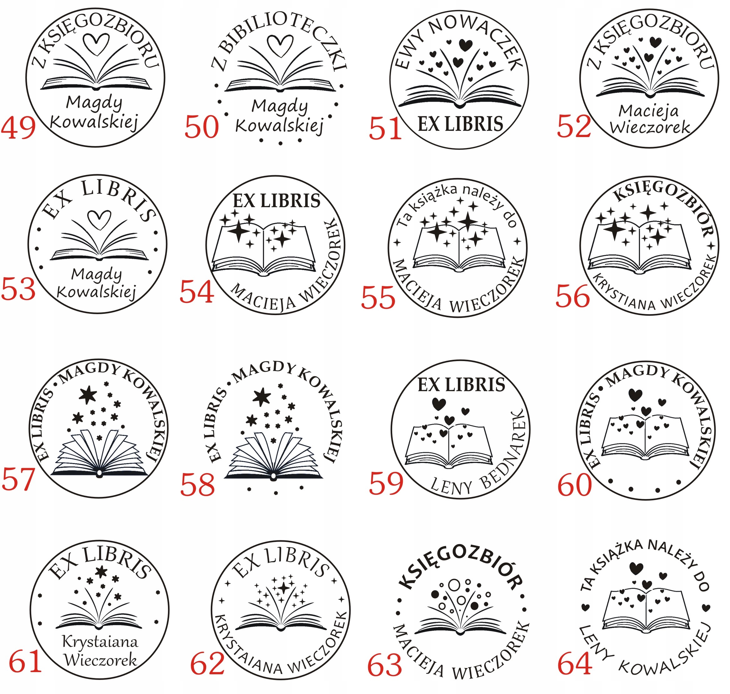 GRYF EXLIBRIS PIECZĄTKA OKRĄGŁA STEMPEL 13 KOLORÓW Rodzaj Tradycyjna