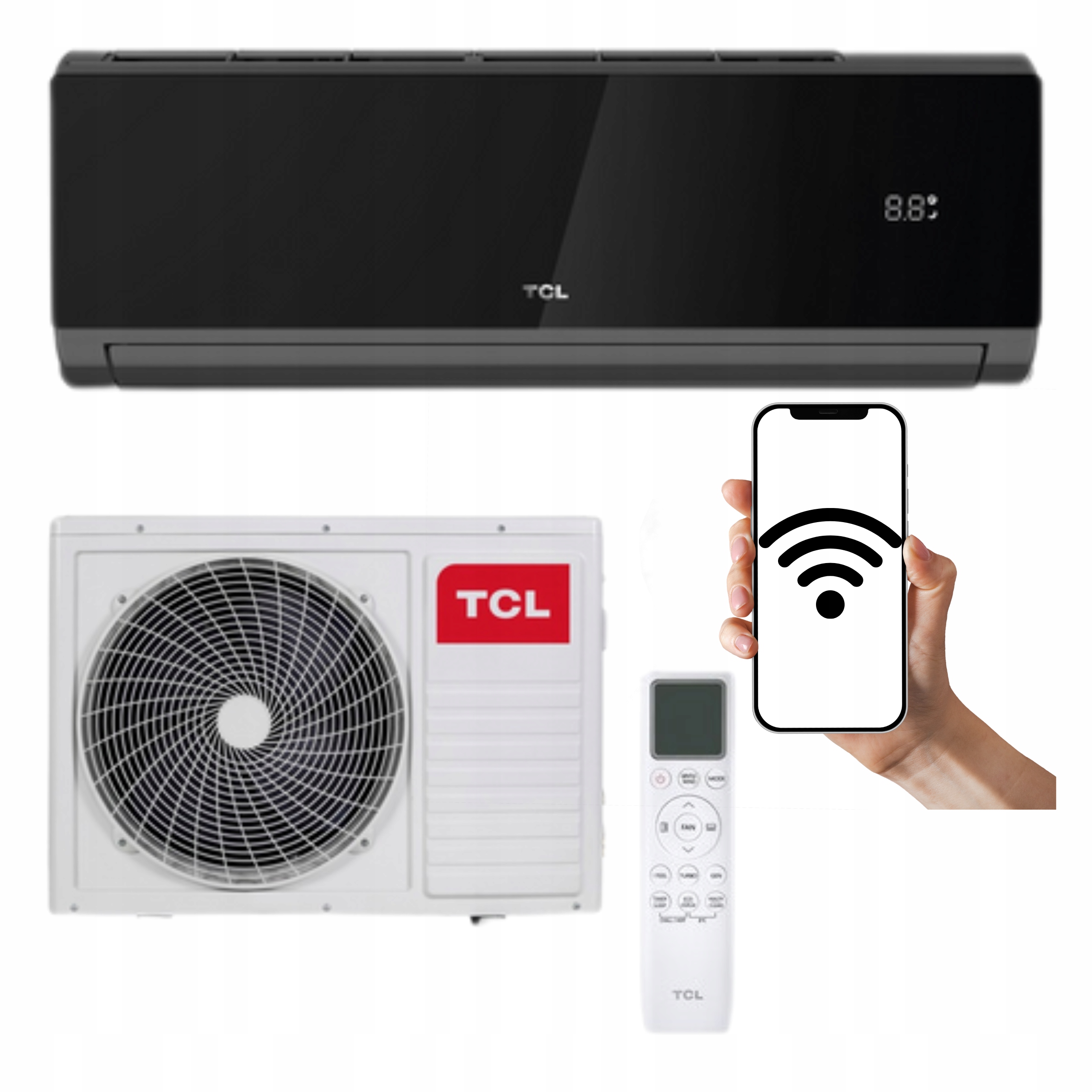 Nástenný klimatizátor Tcl Elite 5,1 kW 50 m2 Čierny Wifi Ohrievanie Do Domácnosti