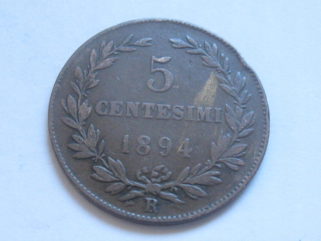 nr1694 San Marino Stara Moneta 5 Centesimi 1894 R !