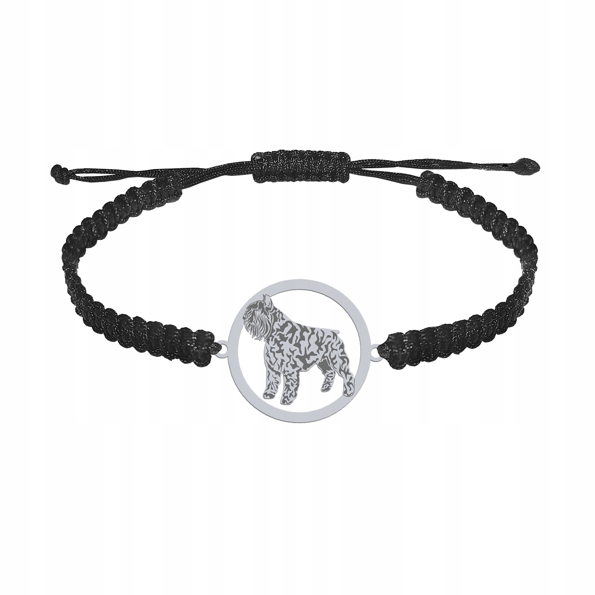 Stříbrný náramek se psem Bouvier des Flandres 925 Žena Makramé Gravírování