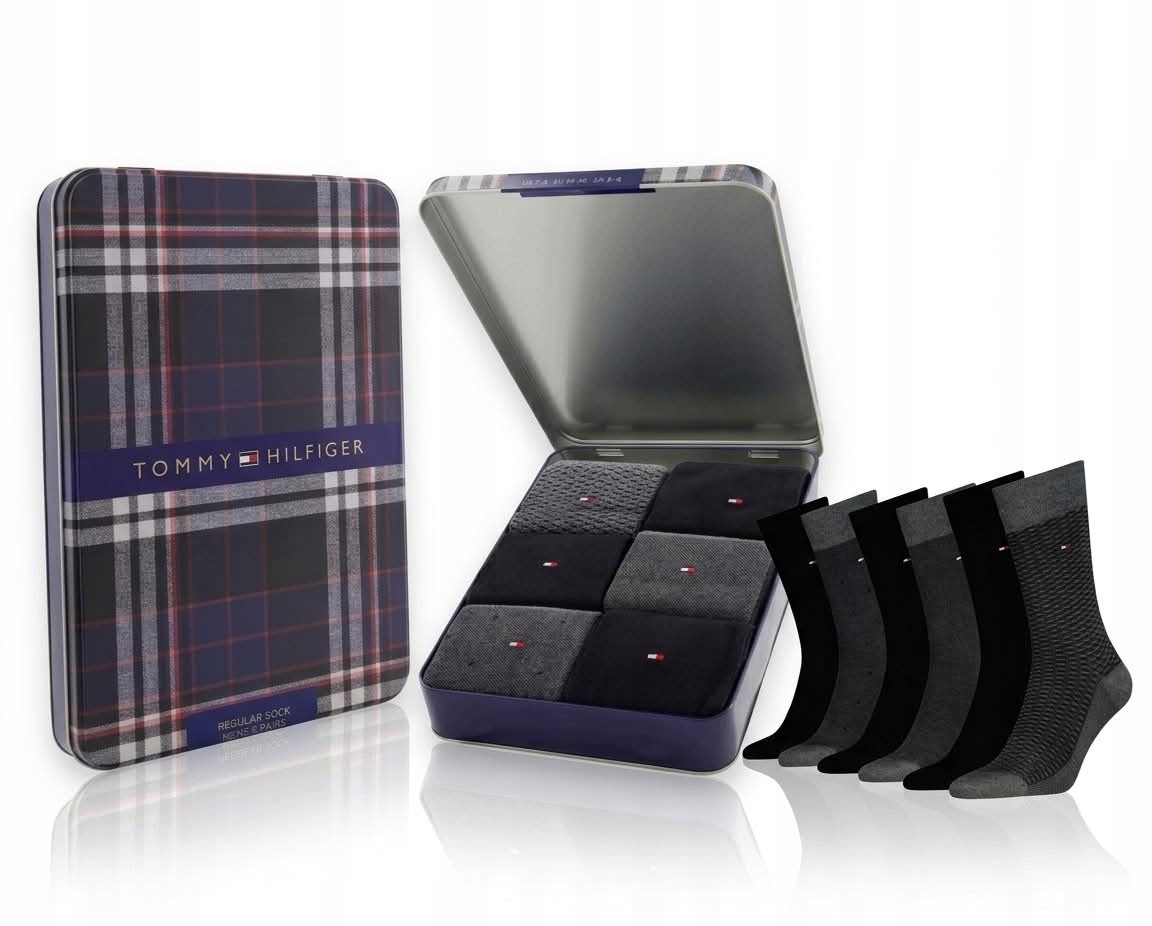 Ponožky Tommy Hilfiger Pánské 6 Párů Giftbox 6 Pak Dárek vel. 43-46 Grey