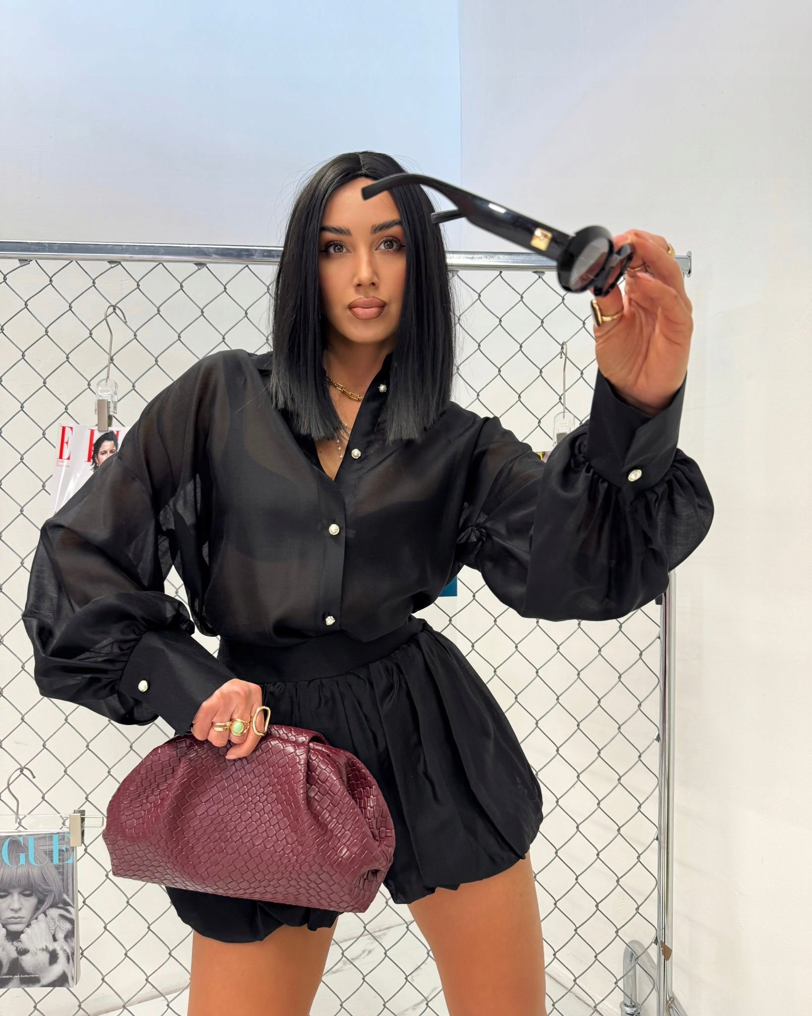 Komplet La MiLLa černá košile a sukně-kraťasy vel 34 Xs