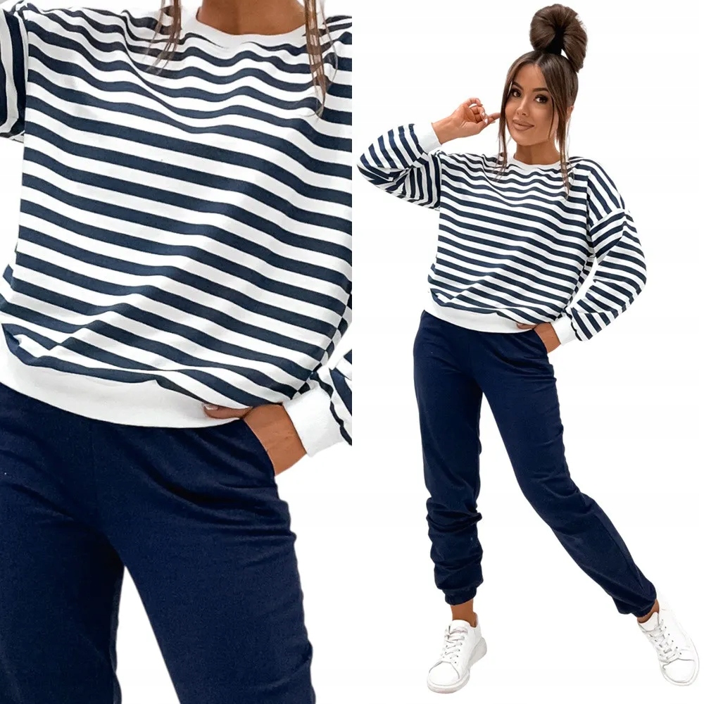 Dámský Teplákovka Sportovní bavlněný komplet bez kapuce XL 42 Tmavě modrá