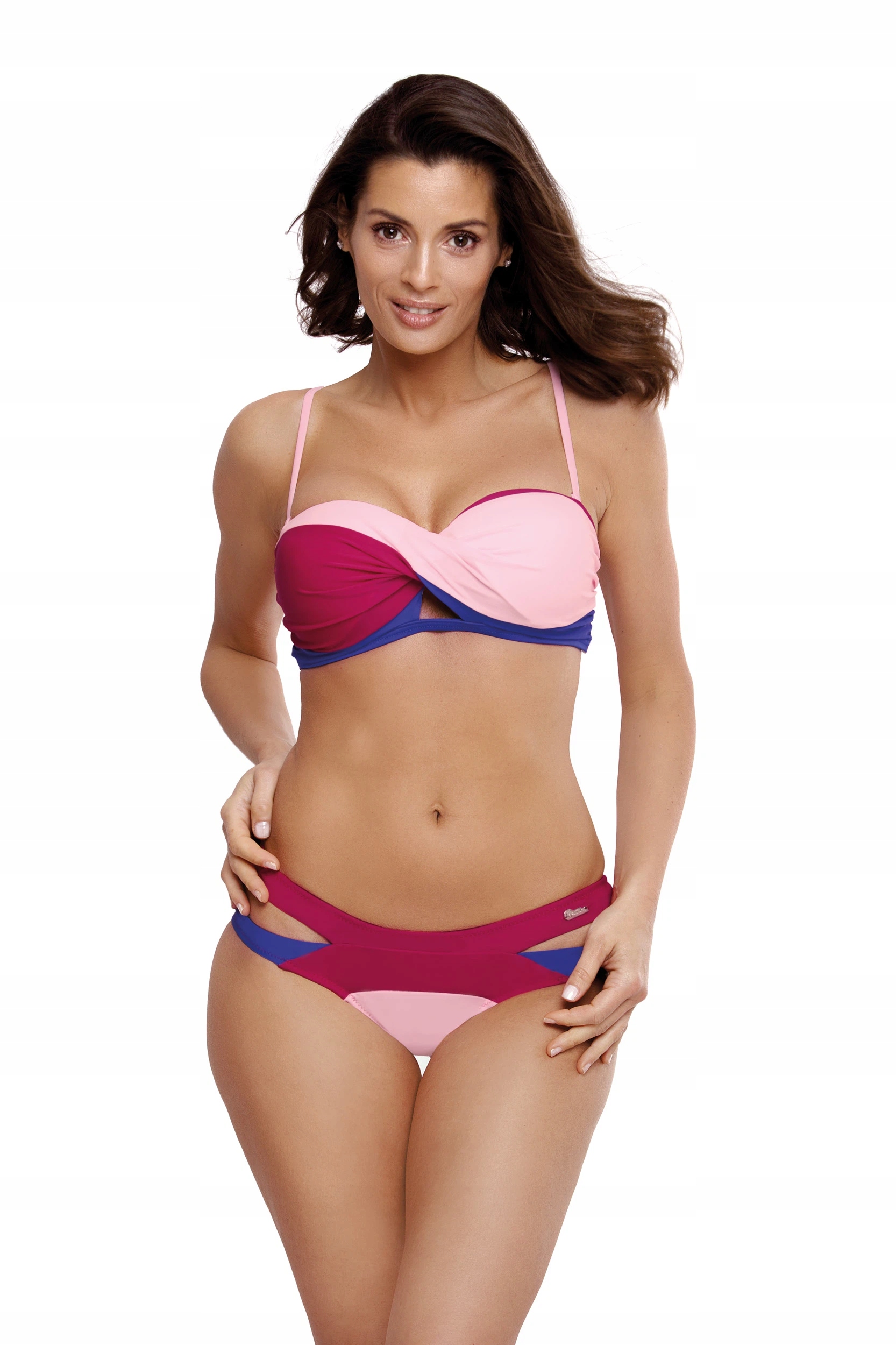 Plavky Marko Selena M-545 Push Up Růžová odnímatelná ramínka L