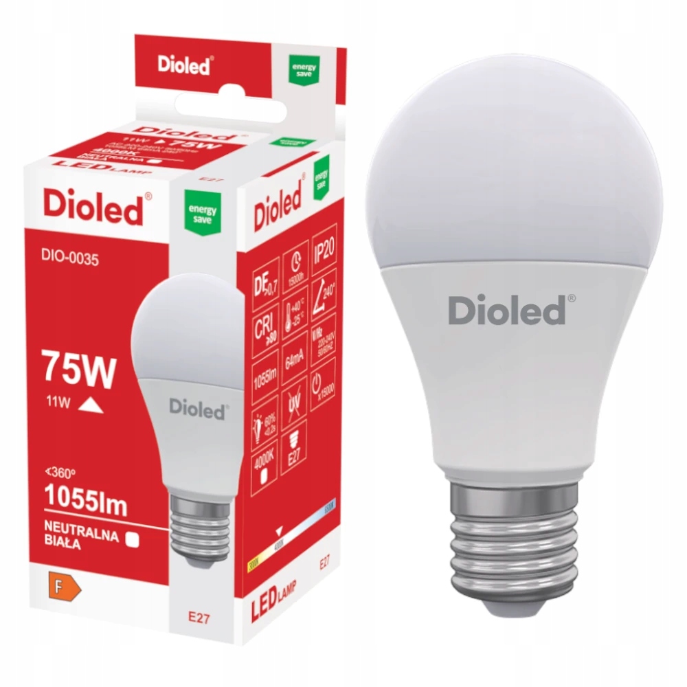 

Żarówka Led 11W E27 barwa neutralna 1055lm