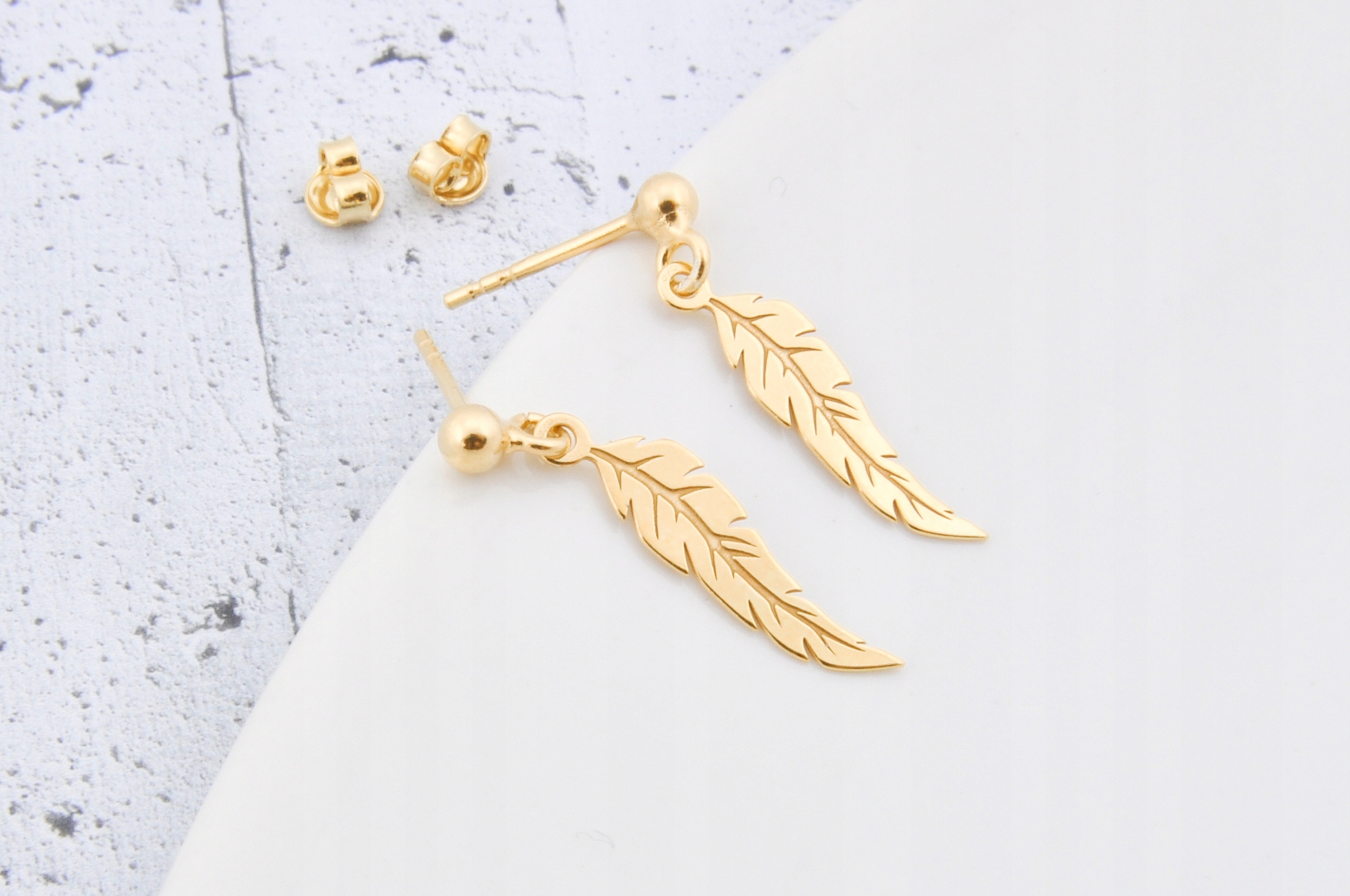 

Kolczyki pióra piórka srebro pozłacane wiszące