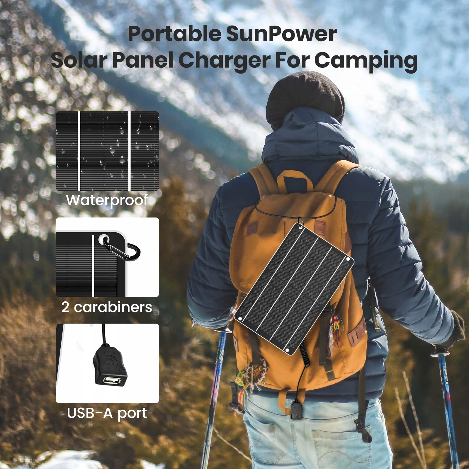 FLEXSOLAR Ładowarka Słoneczna USB 6W 5V Wodoodporna Do Telefonów i Kamer — miniatura 3