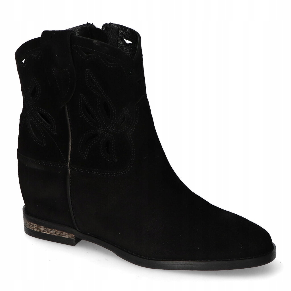 Dámské Kotníkové Boty Carinii Černé Semišové Kožené Skryté Koturn 36
