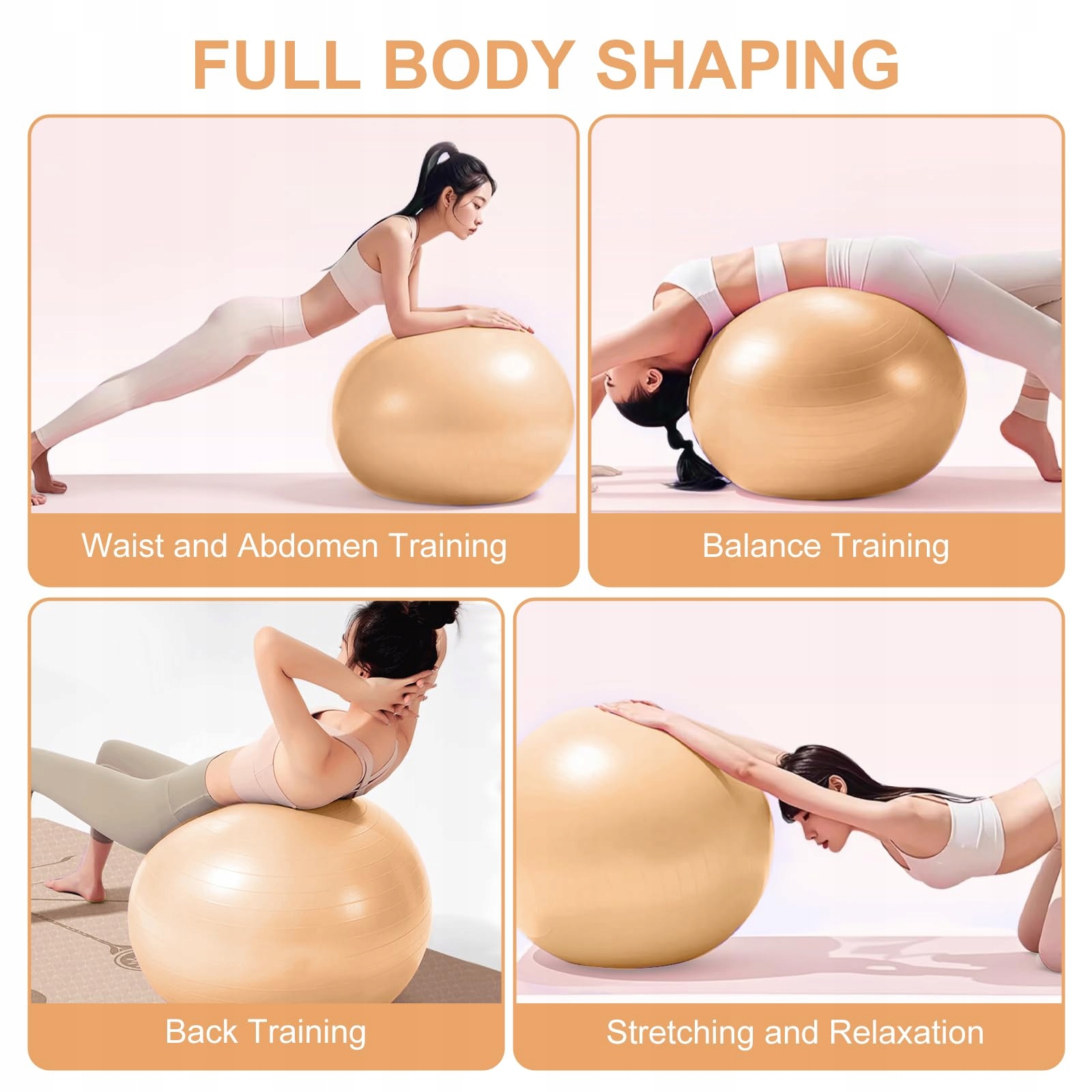 FLINTRONIC Piłka Gimnastyczna 65cm Antypoślizgowa Do Jogi Pilates Roségold — miniatura 7