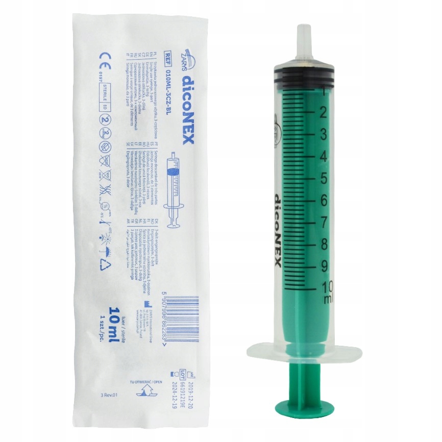 Strzykawki 3 częściowe 10 ml DicoNex Luer Zarys 100 szt
