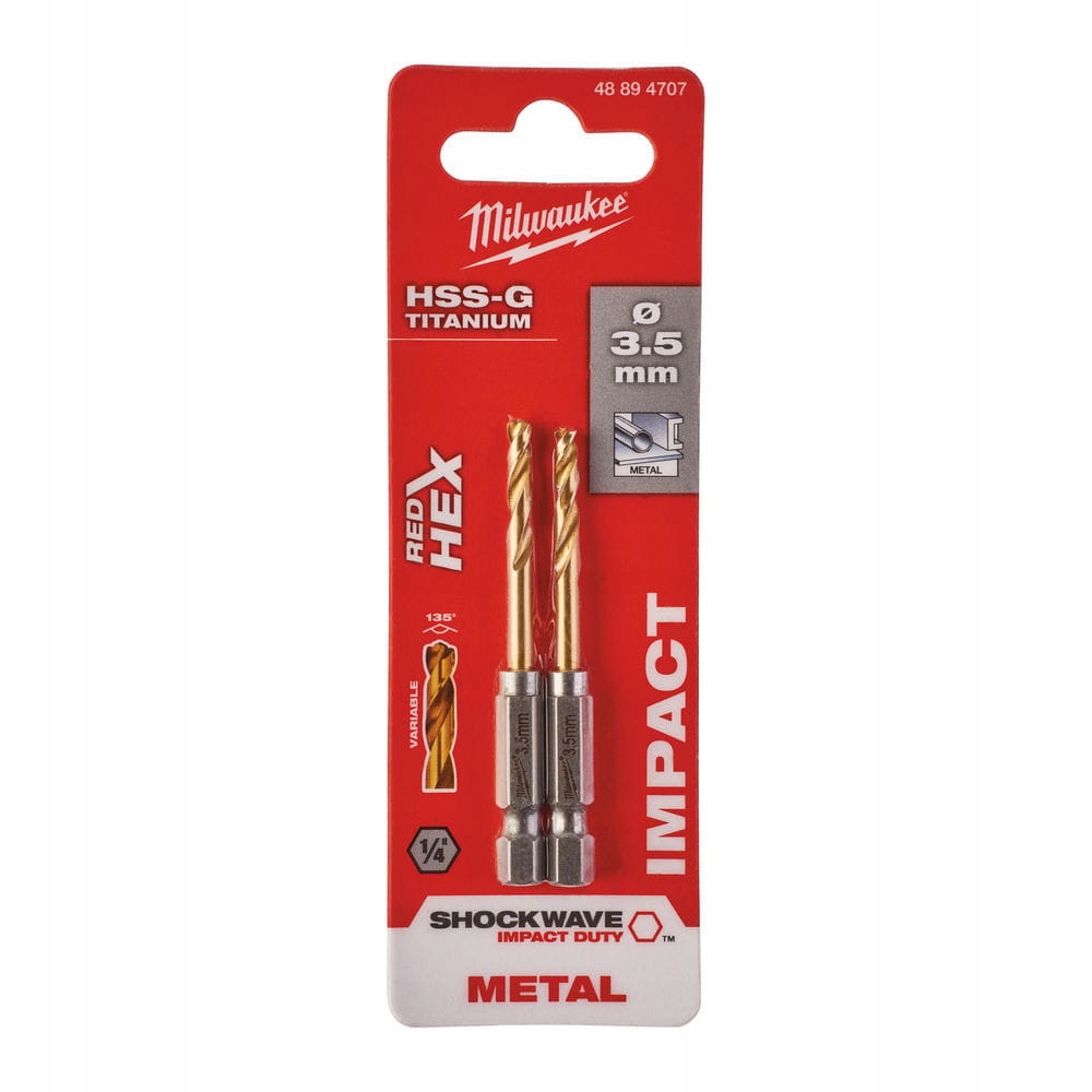 

Wiertło udarowe Shockwave Hss-g Tin Red Hex Ø3.5mm