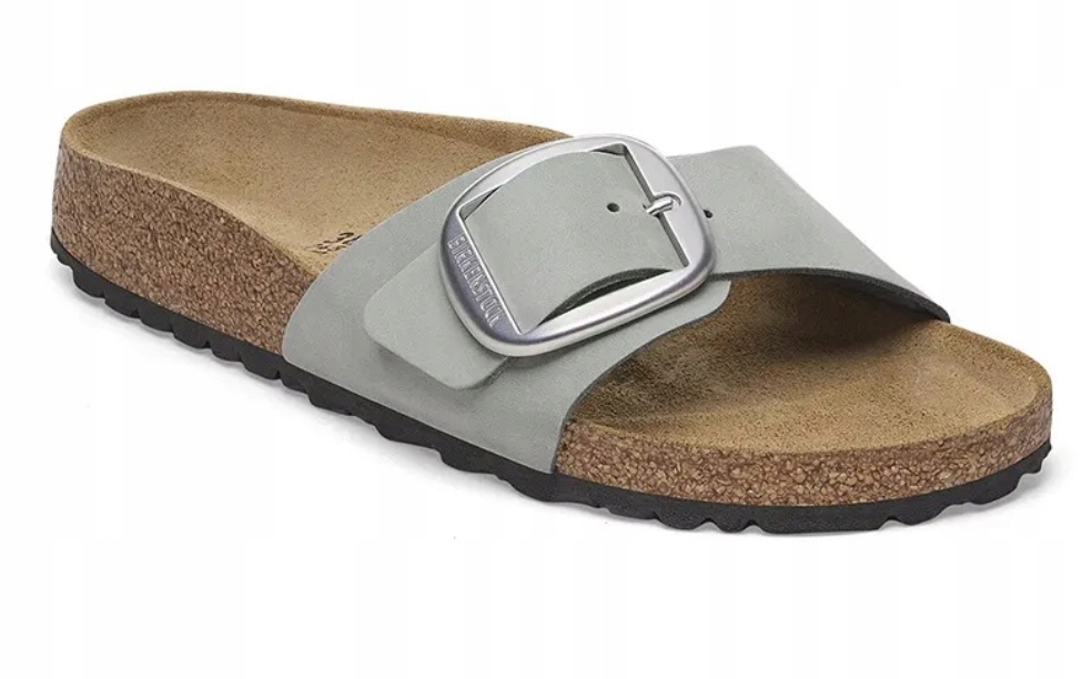 Birkenstock Dámské Šedé Nazouváky S Přezkou A Korkovou Podrážkou, Kůže 38 1JA