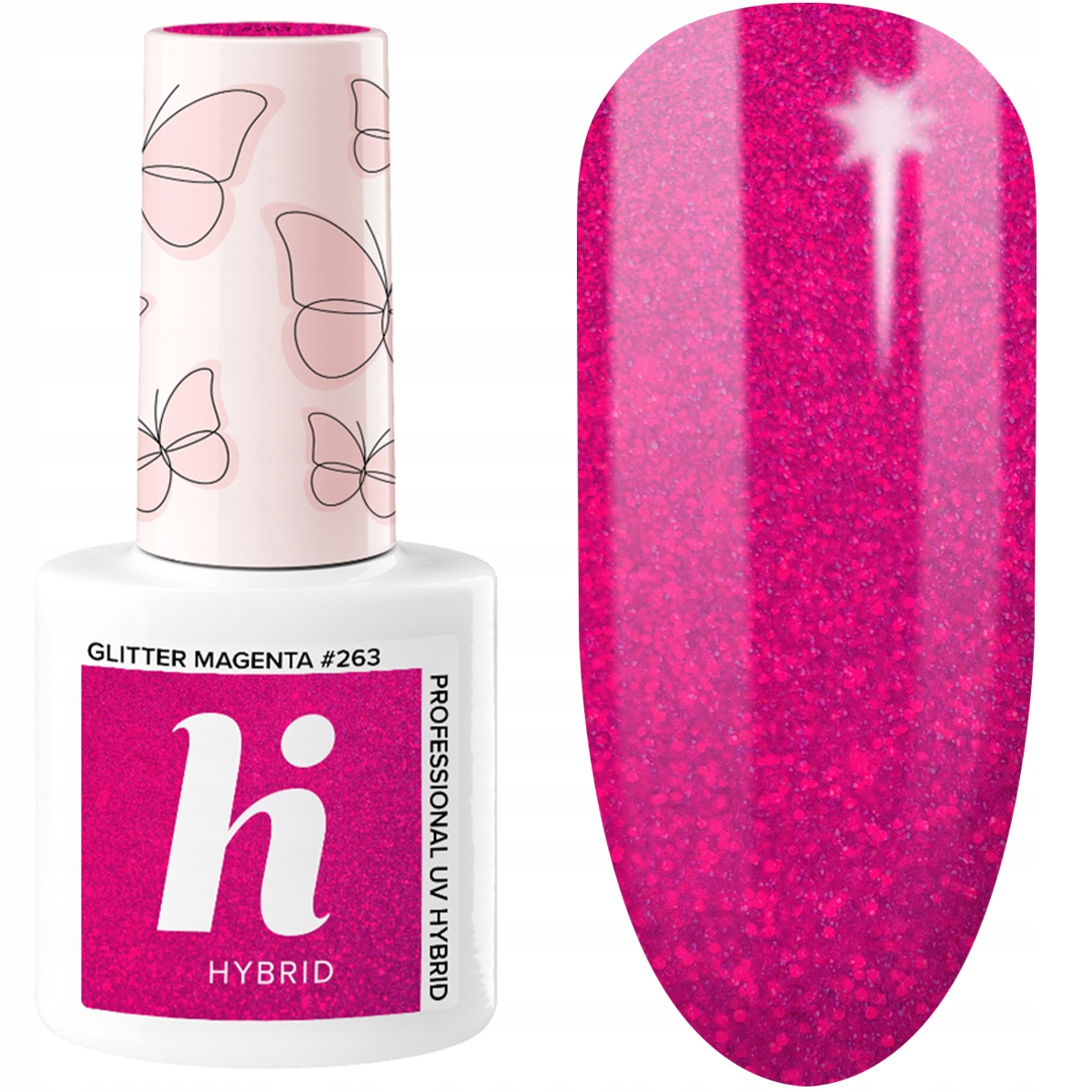

263 Hi Hybrid Lakier Hybrydowy Glitter Magenta 5ML