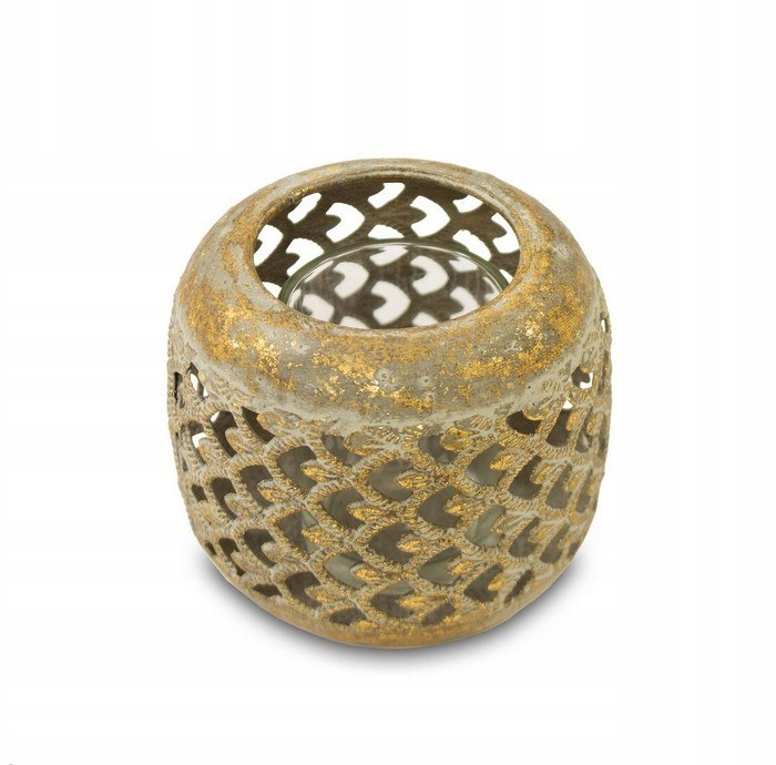 

Świecznik ażurowy lamipon złota latarenka z04