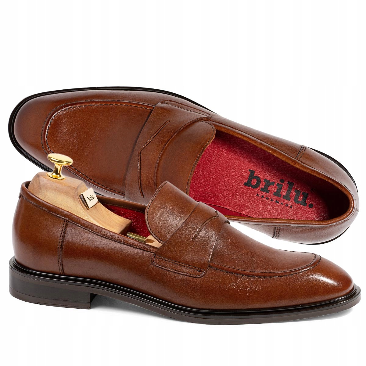 

Brilu Loafersy Ze Skóry Naturalnej Męskie Brąz 41