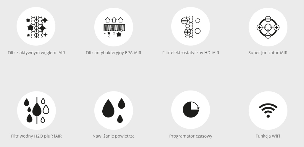 Oczyszczacz powietrza Rotenso Ione I31W 10-70 m2 Maksymalna wydajność 390 m³/h