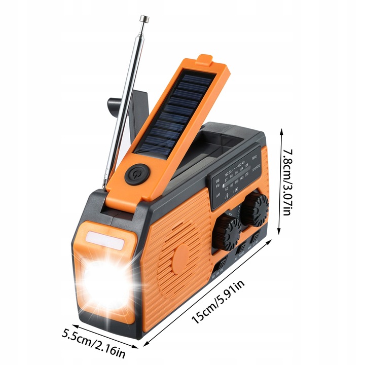 PRZENOŚNE RADIO Z SOLAREM LATARKĄ POWERBANK SOS Marka inna