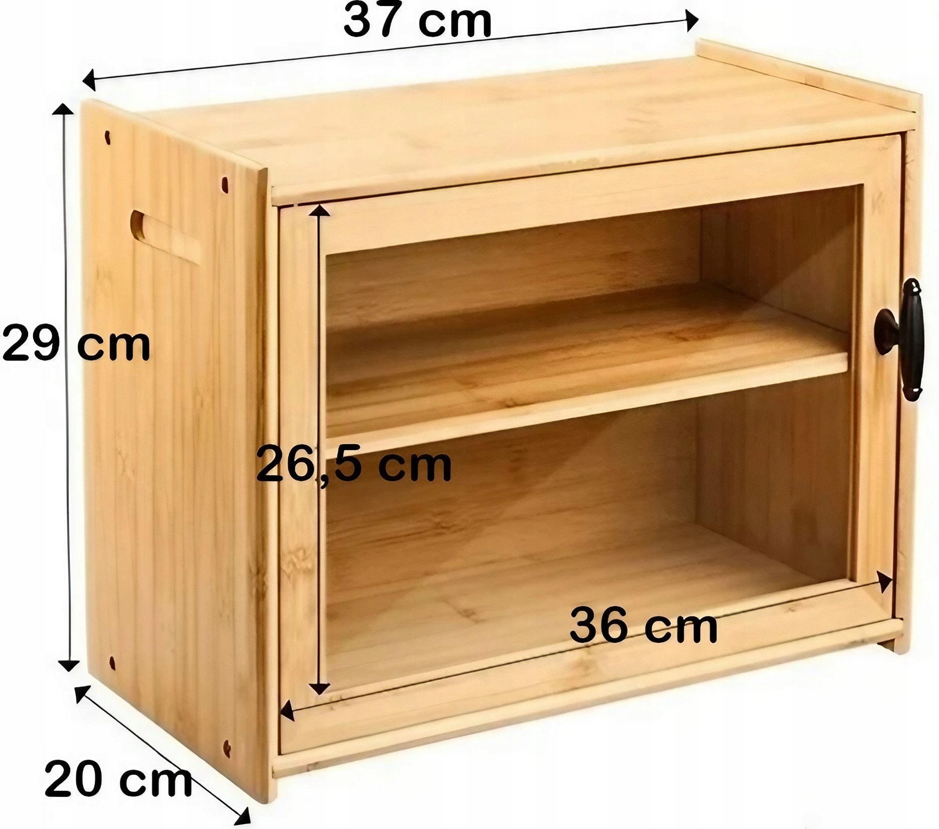 CHLEBAK DREWNIANY POJEMNIK NA CHLEB PIECZYWO DUŻY 37x29x20 CM BAMBUSOWY Kolor odcienie brązu i beżu