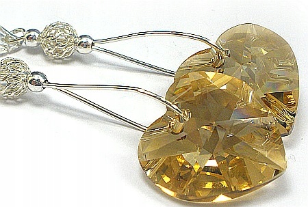 Krystaly Srdce 18 mm Dlouhé Náušnice Stříbro Gsh