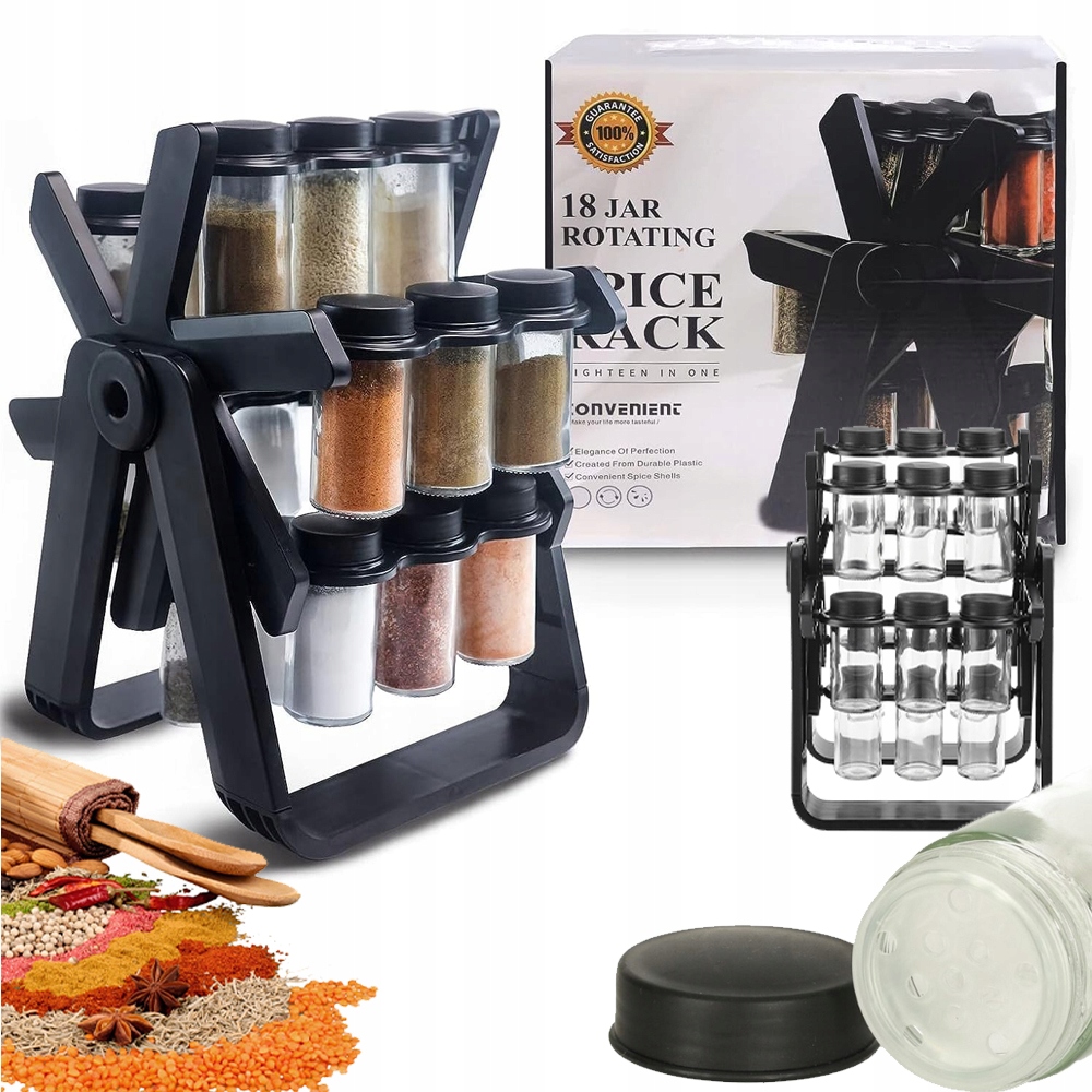 Stojan na koření otočný 360° s 18 dózami organizér na kořenky