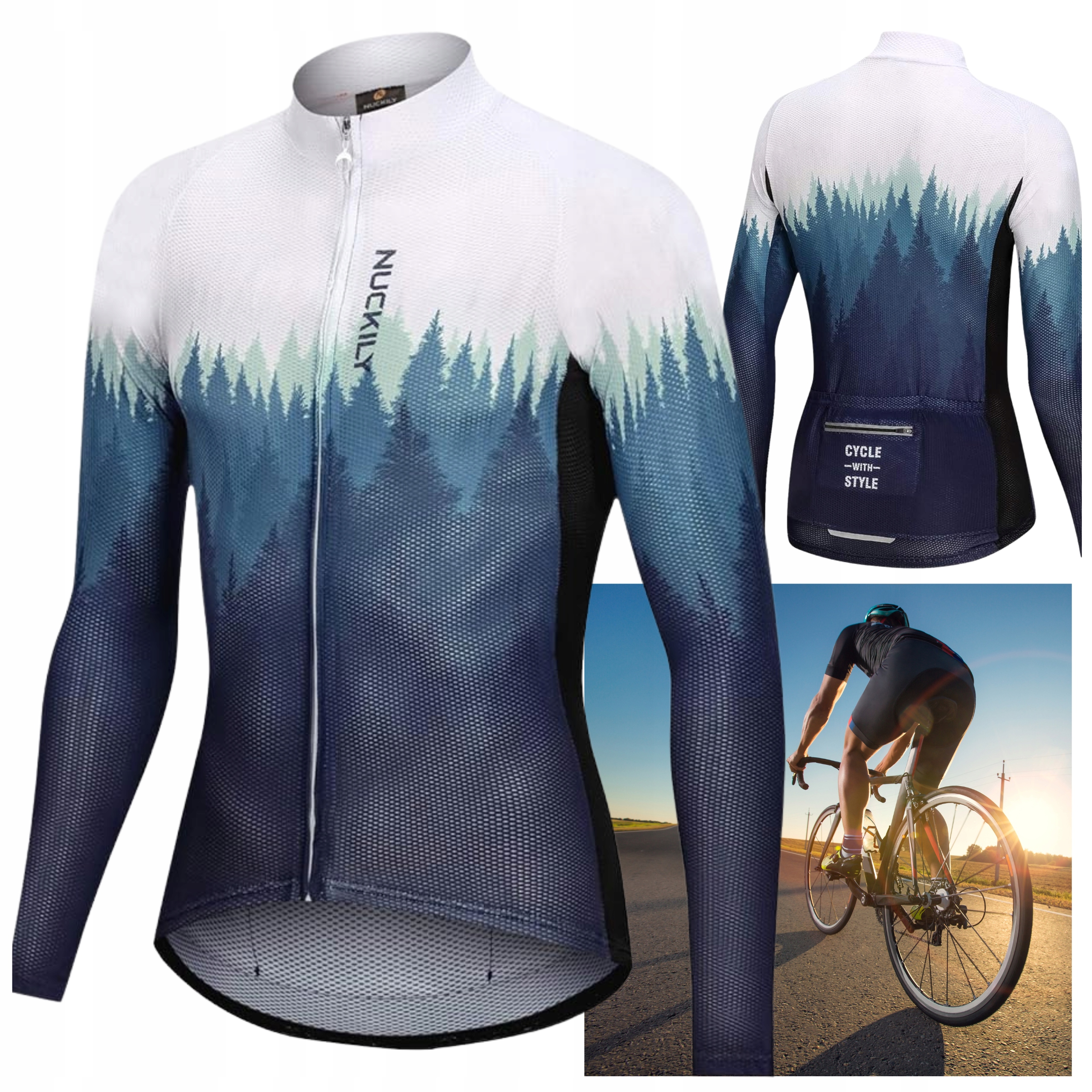 Bluza Rowerowa Męska Kolarska Sportowa Długi Rękaw Na Rower Oddychająca 2XL