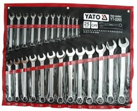 

YT-0365 Klucze Płasko-oczkowe 6-32mm Yato 25szt
