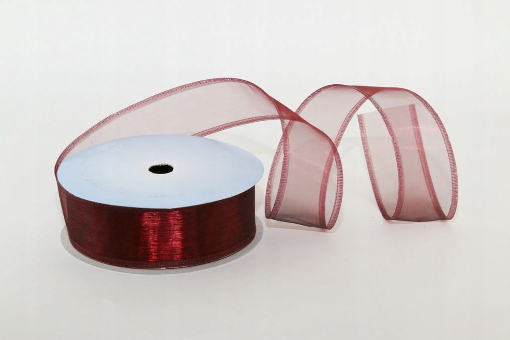 

Wstążka taśma szyfonowa z drucikiem 4cm/10m Bordo