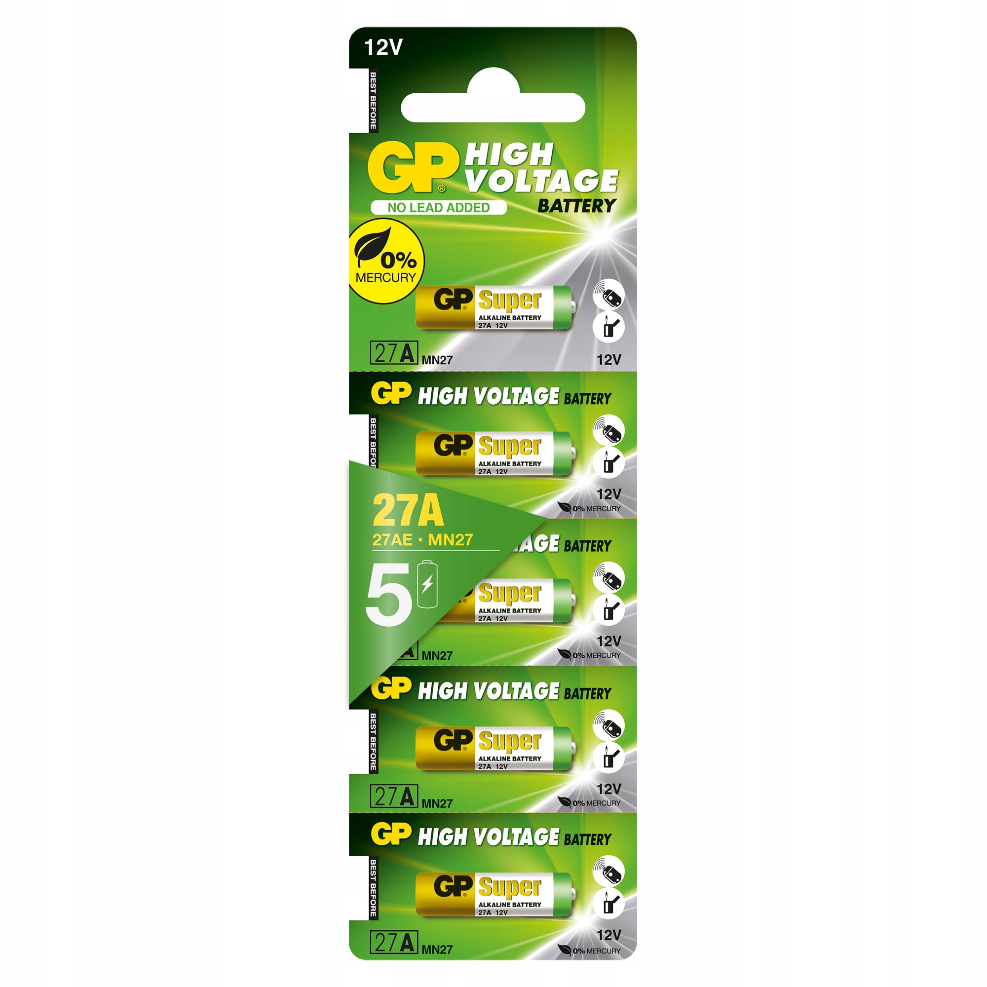 

5 x bateria Gp alkaliczna 12V 27A MN27 do pilota