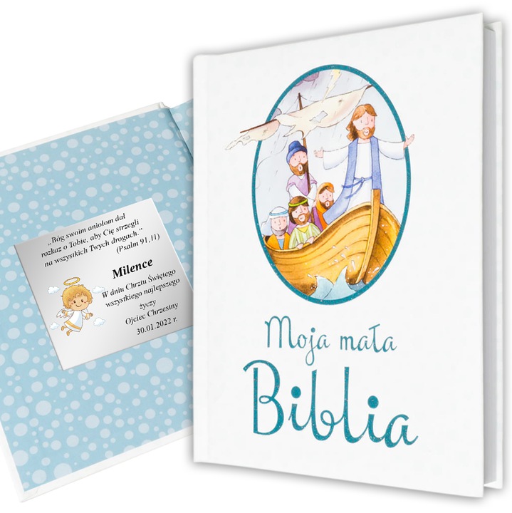BIBLIA DLA DZIECI NA CHRZEST Z GRAWEREM MOJA MAŁA