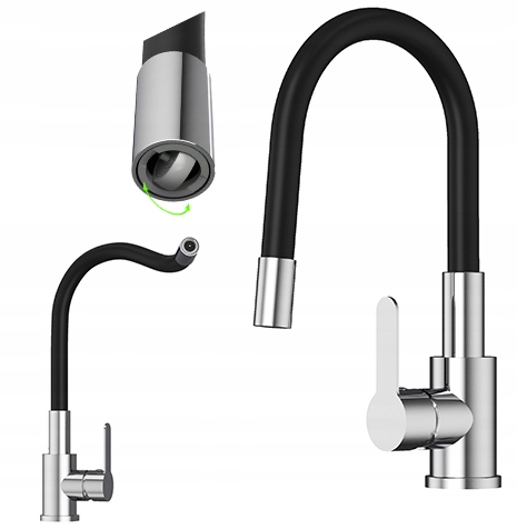 Kuchyňská baterie s flexibilním výtokem, chrom Grado Plus, otočný perlátor