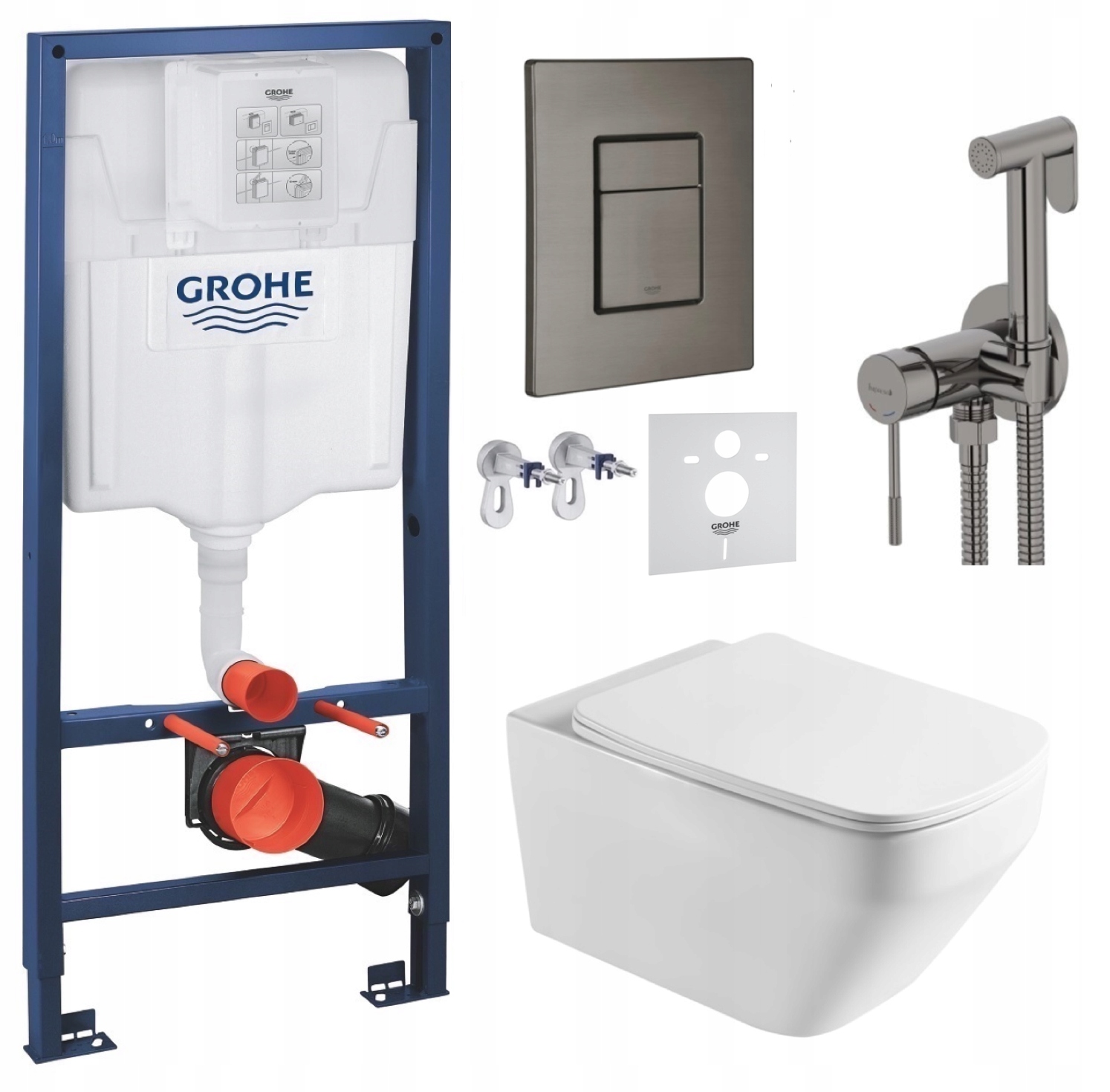 7v1 Wc Sada Stelaz Grohe Wc Miska Tornado Tlačidlo batéria grafit