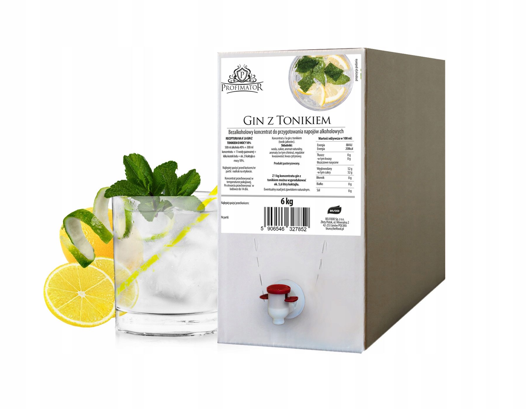 Levně Základ pro nápoje a nealkoholické koktejly Gin S Tonikem Profimator box 6 kg