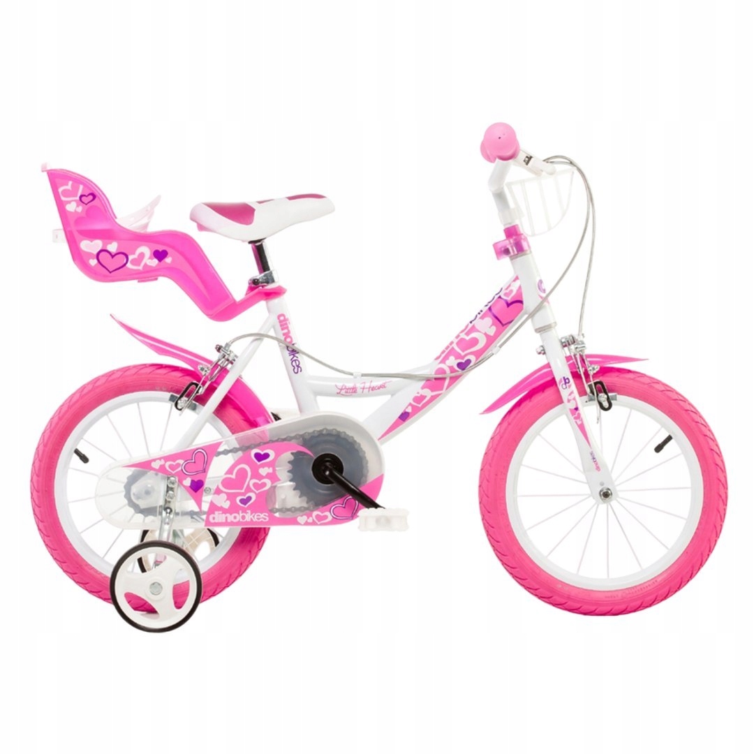 Rowerek Rower Dziecięcy dla Dzieci Dziewczynki z Bocznymi Kółkami Dino