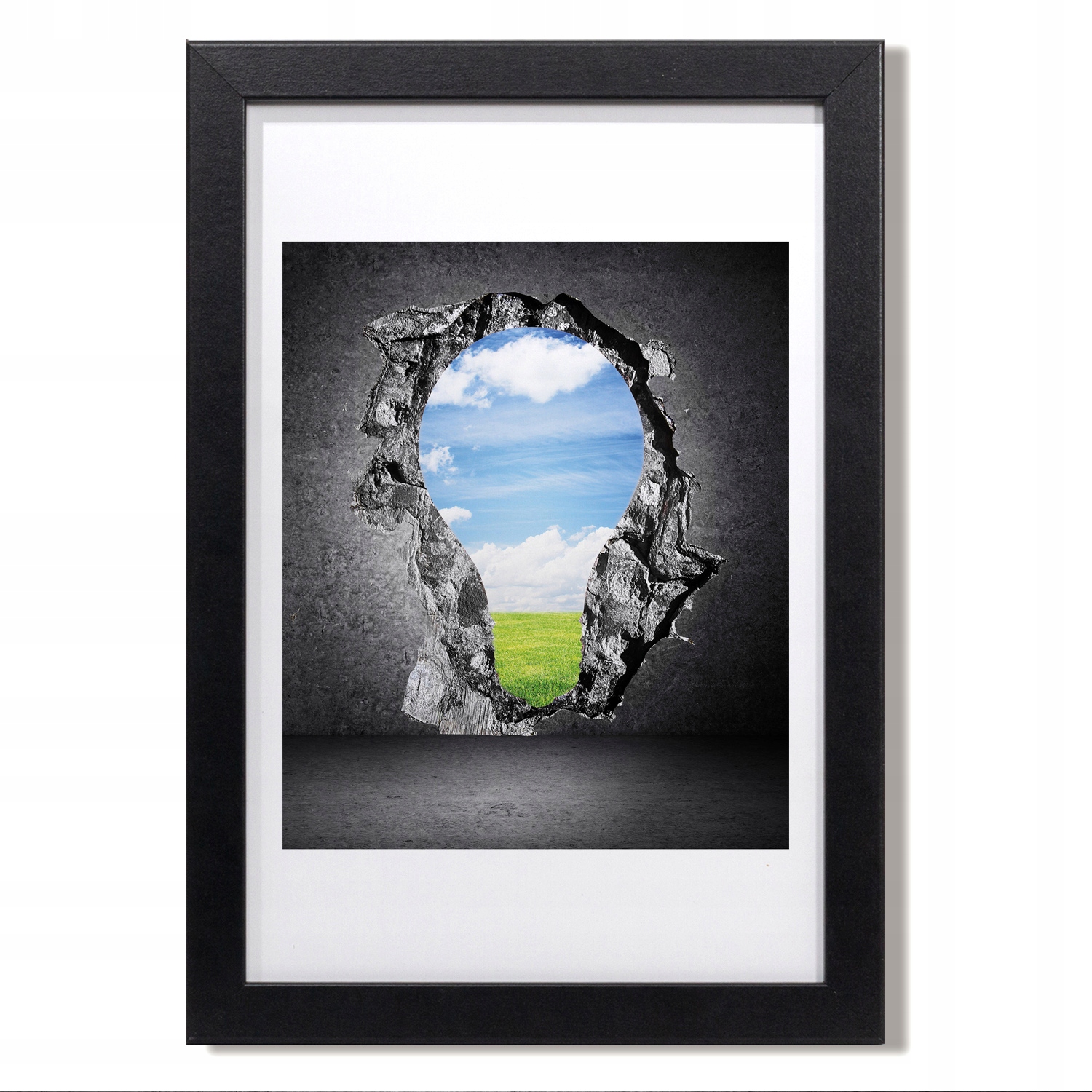 Nástěnný obraz Mdf rám Zeď díra výhled 20x30 cm