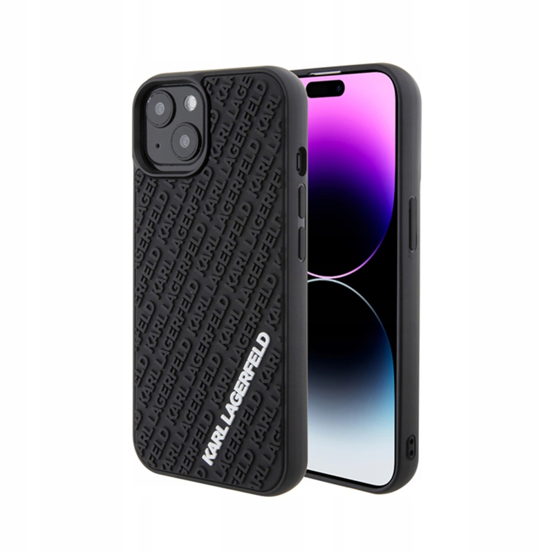 Karl Lagerfeld 3D Rubber Multi Logo Pouzdro pro iPhone 15 (černé)